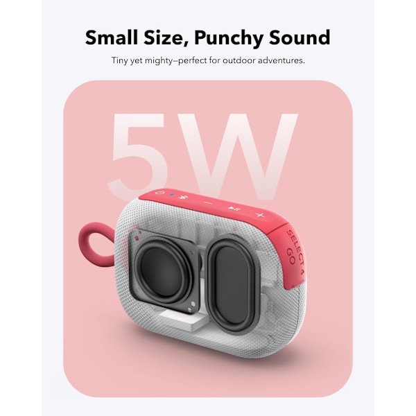 Select 4 Go Bluetooth Duschhögtalare från Anker, IP67 Vattentät/Dammtät, Portabel Trådlös Högtalare, 20 timmars Speltid, Flytbar, Kraftfull Red