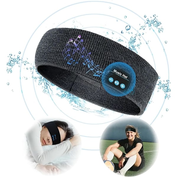 Langattomat unimakuulokkeet, Bluetooth-urheilupäännauha-kuulokkeet erittäin ohuilla HD-stereokaiuttimilla, täydelliset nukkumiseen, treenaamiseen, juoksuun, joogaan, unettomuuteen Grey