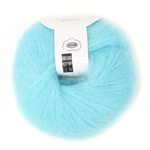 Populär mjuk mohair pashm stickad angora lång ullgarn varm (ljusblå)