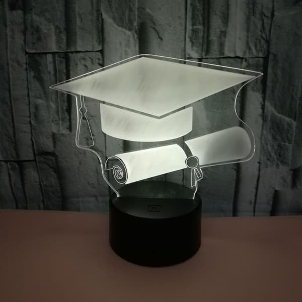 3D Bachelorhat Natlampe USB Strøm Touch Switch LED Dec