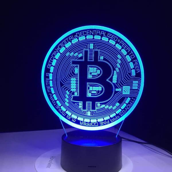3D LED-nattlampa Illusion Bitcoin-skylt Modellin