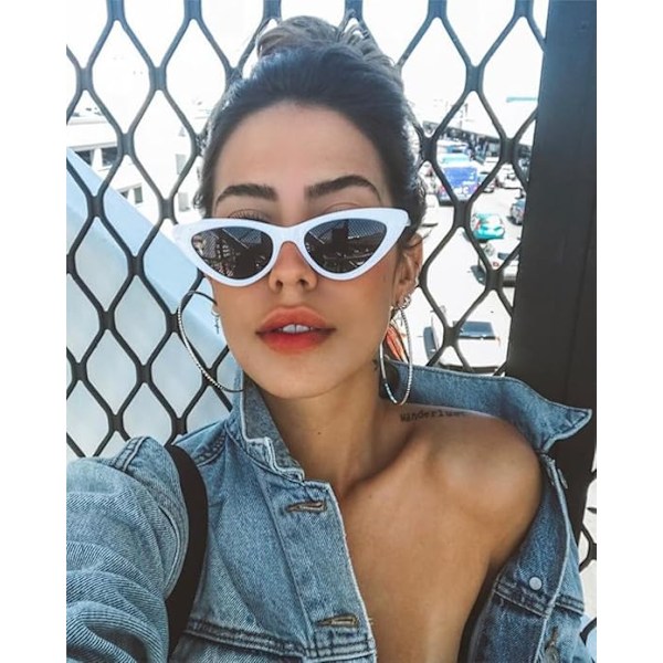 Retro Vintage Cat Eye Solbriller til Kvinder Trendy Smalle Cateye Stel Solbriller