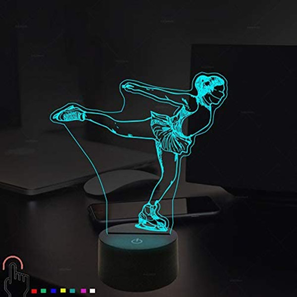 3D LED Konståkning Nattlampa Drivs Fjärrkontroll Tou