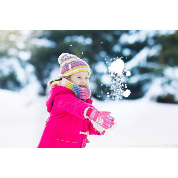 Snöhandskar för barn, vintervarma vattentäta handskar för skidåkning snowboardåkning cykling ridning utomhusaktiviteter barn vinterhandskar vantar Pink M