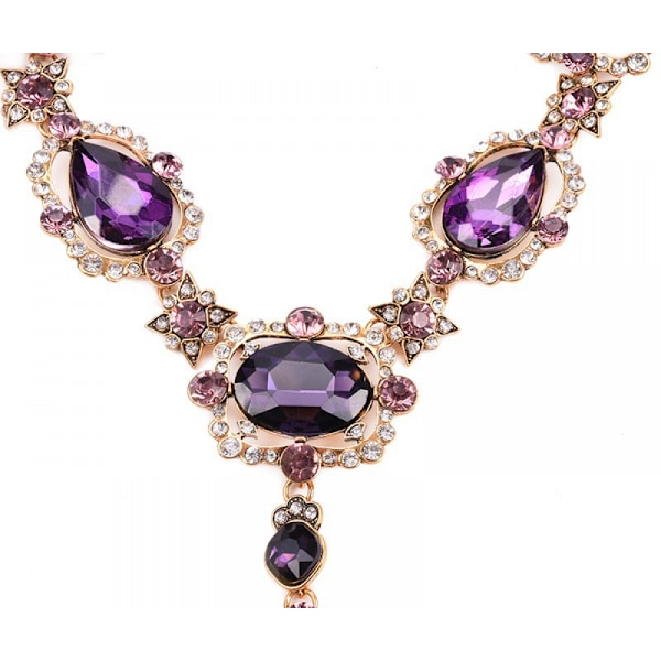 Juvelbesatt vattendroppe damhalsband, legering glas kristall Clavi