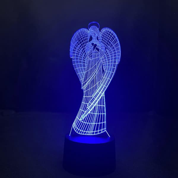 Angel 7 Farverig Touch LED Natlampe 3D Illusion Atmosfære