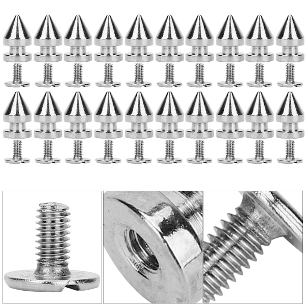 20 st 8*13,5 mm metallnitspik Spikar Läderhantverk Nitar DIY Kläder Skor Dekor (Silver)
