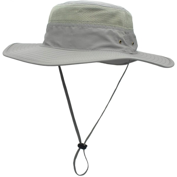 Hatt för män med solskydd UPF 50+ bred brätte hinkhatt vindtät fiske Grey