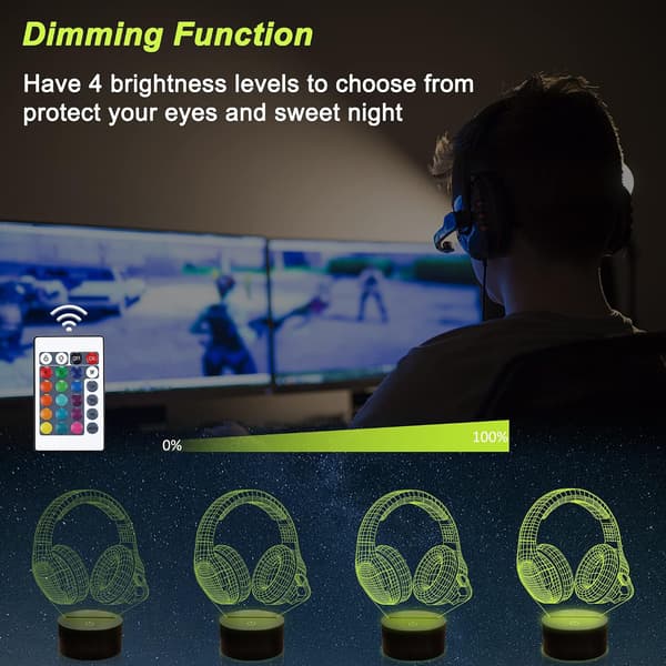 Hovedetelefon Natlampe til Børn, Musikhovedtelefon 3D Illusion Lamper
