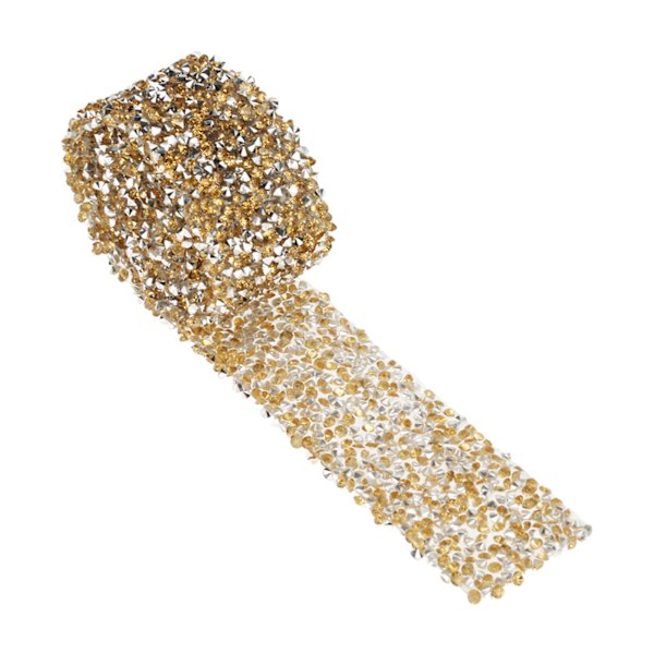 Diamantnät Wrap Rulle Sparkle Crystal Rhinestone Band Bröllopsdekoration (Kristallgul)