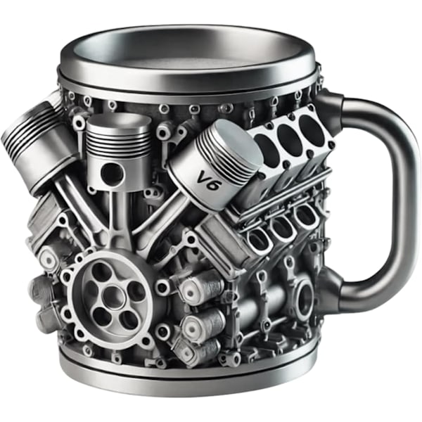 Personlig Rostfri Mugg - V8 & V6 Motor Design, 44 cl Handgjord Hållbar & Stilren, Perfekt för Bilentusiaster (V8) v6