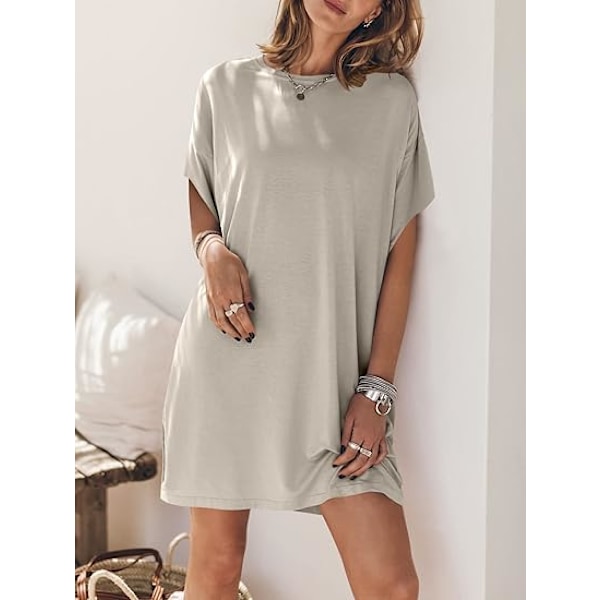 Dame Sommer T-shirt Kjole 2025 Strandferie Rejse Outfit Afslappet Simpel Blød Mini Sommerkjole Cover Up Tøj L