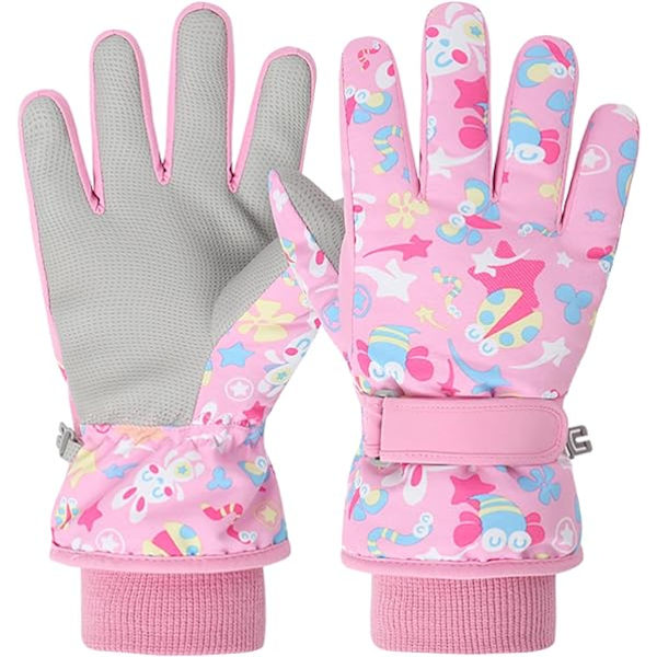 Barnens Skidhandskar Vinter Snöhandskar Vattentäta Vinter Varma Handskar för Snowboard, Släde Pink M