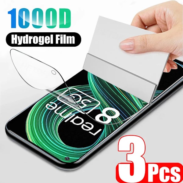 3 st Hydrogel Film för Realme 5 Pro Skärmskyddsfilm Full Cover Skyddsfilm