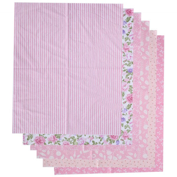 6 stk bomullsstoff twill trykk stoff DIY håndlaget lappverk quilting søm håndverk 50x40cm (rosa (6 farger))