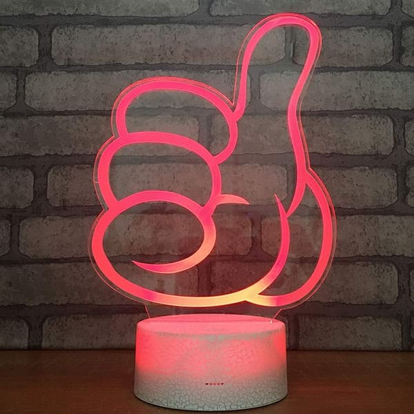 Tommelfinger 3D LED Optisk Illusion Natlampe med Smart Touch &