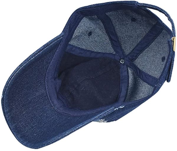 Unisex Ripped Distressed Denim Baseball Cap Trucker Hat Adju Dark Blue