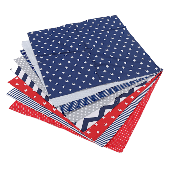 8 st Quiltingtyg Mjuk Andningsbar Hudvänlig Bomullssömnadstyg för DIY Hantverk Kläder 50x50cm Blå Röd