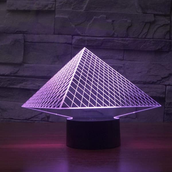 3D Illusion Lampe Vækkeur LED Natlys Touch Kontrol 7