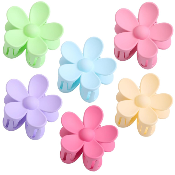 6PCS Blomsterhårklemmer, Matte Klokkeklemmer for Kvinner Jenter, Blomsterklemmer for Tykt Tynt Hår, Sterkt Hold Søte Klokkeklemmer for Valentinsdagens Gaver Summer