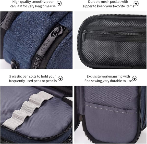 Suuri kynäkotelo, kädessä pidettävä, 3 lokeroa Blue