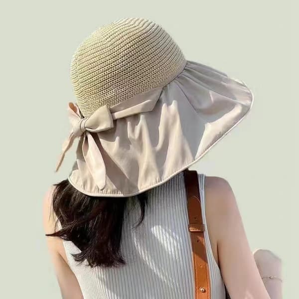 Bow Hat Dame Hul Stråhat Stor Skygge Solhat UPF 50+