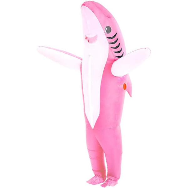 Uppblåsbar Hajdräkt Luftblåst Käkar Jumpsuit Maskeraddräkt Rolig Carcharias Dräkt för Cosplayfest Pink