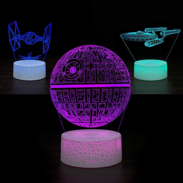 3D Illusjon Nattlys Bordlampe, 7 Farger Auto Gradvis Cha
