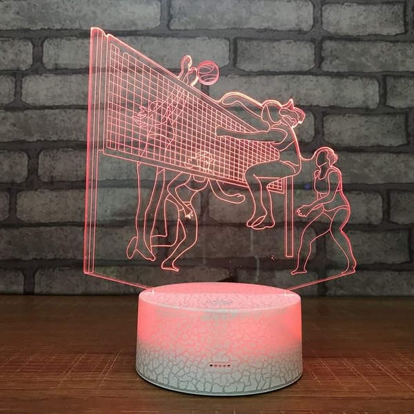 3D Volleyball Nattlampe for Kvinner, 3D Illusjonslampe 16 Farger