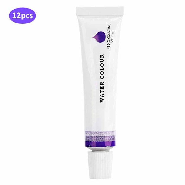 12 stk. lilla akvarelmaling pasta pigment blæk aluminium tube 12ML øve tegning kunstmaterialer