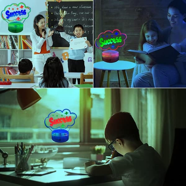 3D Nattlys Suksessbrev Skrivebordslampe Visuell Bordlampe Dy