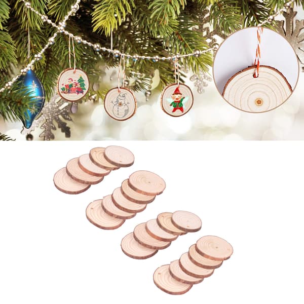 Træcirkler DIY håndmalede træflis polerede håndværk baggrundsvæg juledekoration