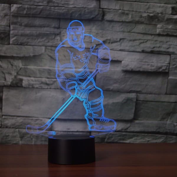 3D Ishockeyspiller Nattlys USB Berøringsbryter Dekor Bordlampe