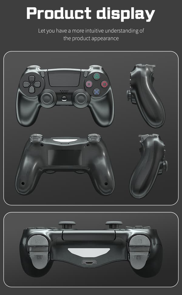PS4 Langaton Bluetooth 4.0 Värähtelevä Peliohjain Valoilla Blue