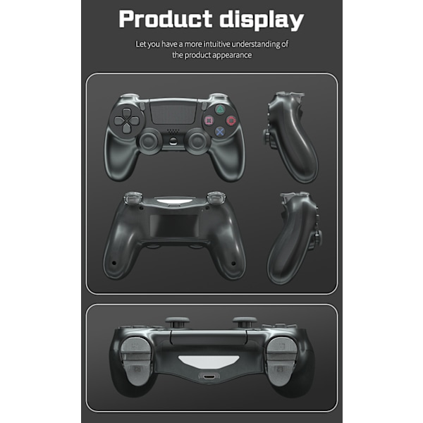 Trådløs Bluetooth 4.0 Vibrerende Gamepad med Lys til PS4 Blue
