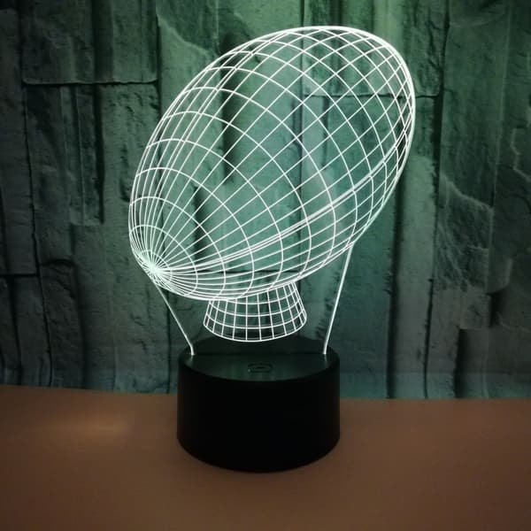 Rugby Nattlampe, 3D Illusjon LED Lampe, 7 Farger Dimbar m