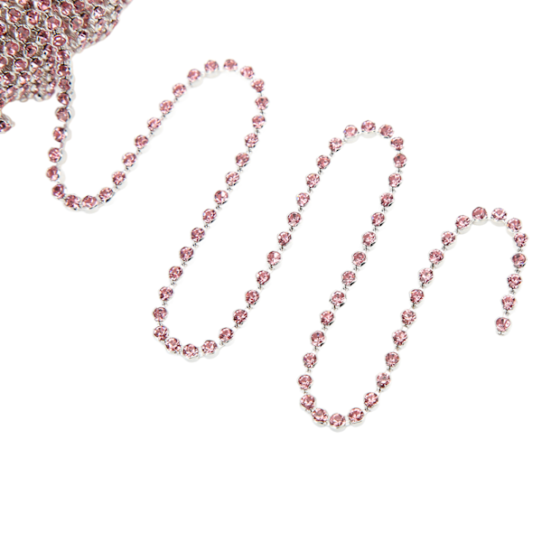 Rhinestone Trim 10yd oksidasjonsbestandig blank overflate robust holdbar utsøkt design mye brukt Rhinestone ChainLight Pink On Silver