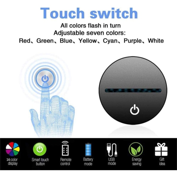 USB 3D LED Natlampe My Hero Academia SHOUTA AIZAWA 16 Farve Touch-Knap Dekoration Optisk Bord Natlys Belysning Skrivebordslampe