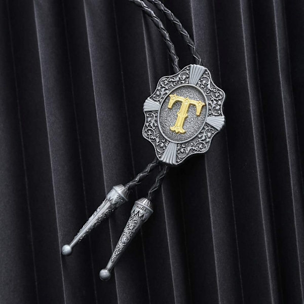 Bolo Tie til mænd - Vintage Initial Bogstav ABCDMJR til Z Wester C