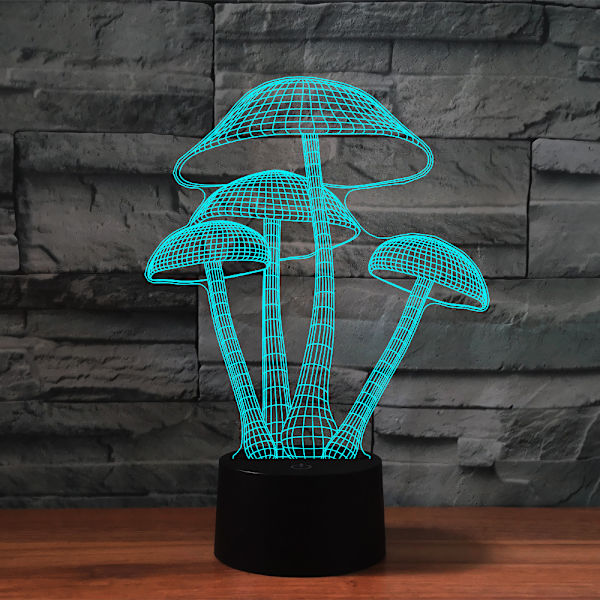 3D Nattlampa Svampar Illusion 7 Färgförändrande Touch Switch Bordsdekoration Lamp Acrylic Flat ABS Bas USB-kabel Födelsedagspresent Leksaker
