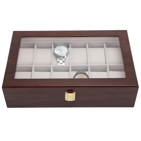12 Rutenett Tre Klokke Display Boks Organizer Armbåndsur Oppbevaring Tre Boks Etui Organizer