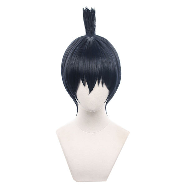 Kort mörkblå peruk för pojkar män Cosplay peruk Unisex Anime rak Halloween fest peruker