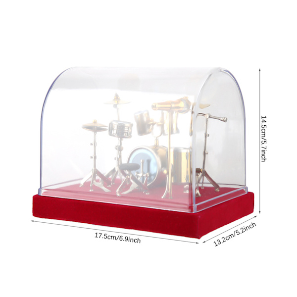 Miniatyr musikkinstrument trommesett modell display mini ornamenter håndverk hjem dekor 18cm