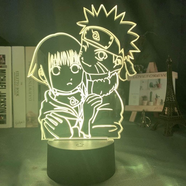 Pojkars nattlampa Naruto-tema 3D optisk illusionlampa 16 färger automatiskt växlande touch skrivbordsdekoration lampor