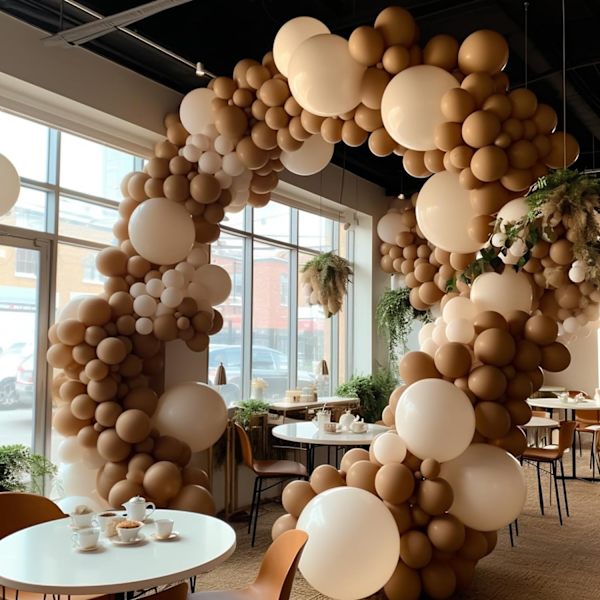 130 stk. brune balloner i forskellige størrelser 18\" 12\" 10\" 5\" ballonbue guirlande sæt perfekt til fødselsdagsfest, dimission, babyshower, bryllup, ferie D Brown