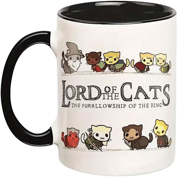 Lord Of The Cats Kanne, The Furrllowship Of The Ring, Katt-Elskere Kaffe Kanne 11oz, Morsomme Katt Nyheter Gaver til Kvinner Menn, Keramisk Tekopp for Kaffe, Te Style 1