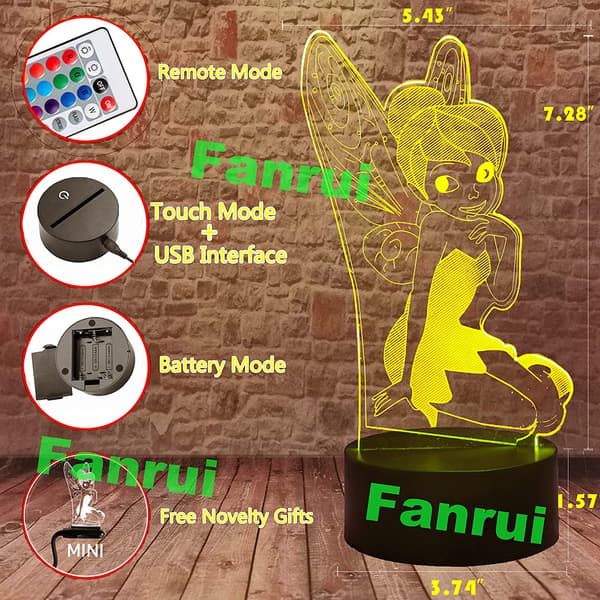 Fairy Tinkerbell Figurlampa - Tinker Bell Miss Elf 3D Snöflinga