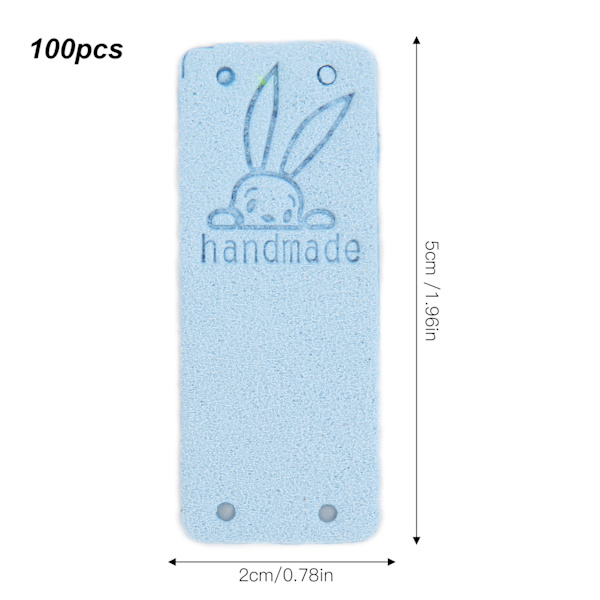 100 stk. håndlavede etiketter i mikrofiber, holdbare, klare tryk, glatte, praktiske, prægede etiketter Blue
