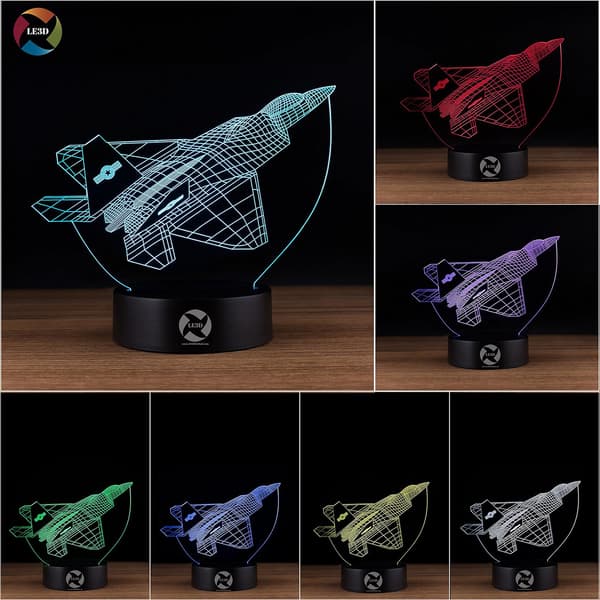 3D Optisk Illusjon Nattlys - 7 LED Fargeskiftende Lampe
