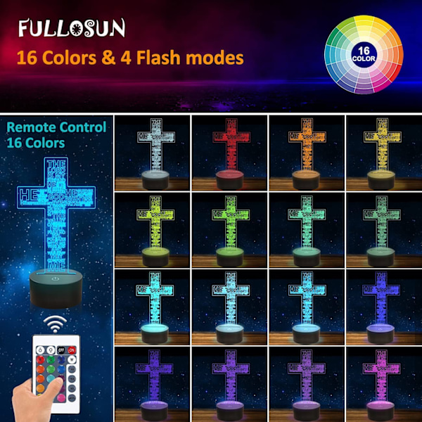 Jesuskors 3D nattlampa, Kristus optisk illusion lampor 1